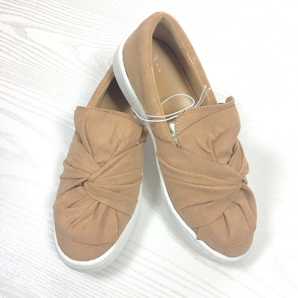 Allory Slip-On Knot Bow Sneakers Suede Pale Blush - Picture 4 of 6